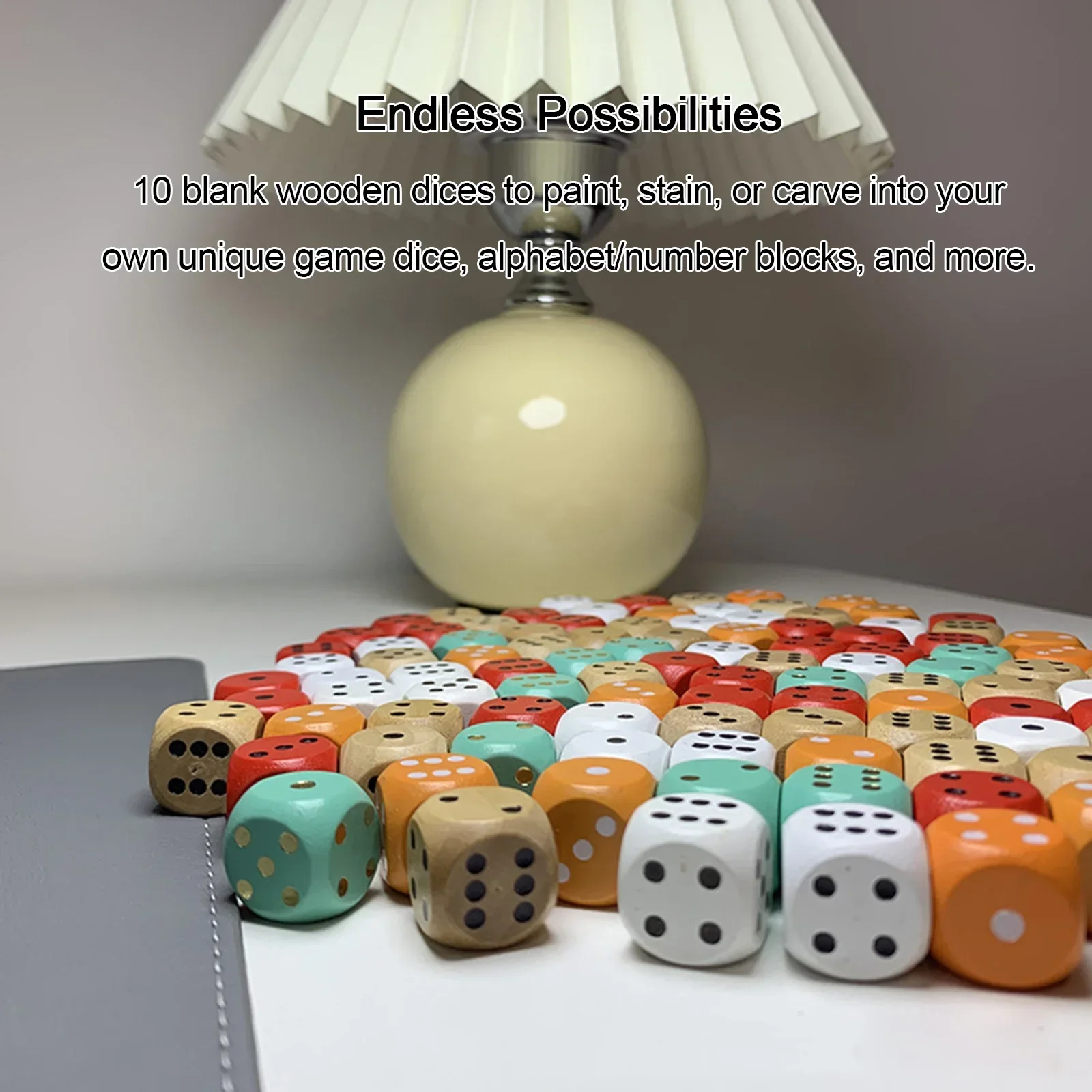10 Blank Wooden Dice Cubes for DIY Crafts and Designs Various Sizes