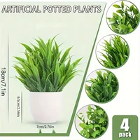 4pcs Mini Artificial Potted Plants Fake Bonsai Greenery for Home Office Farmhouse Bathroom Shelf Decor Indoor 4
