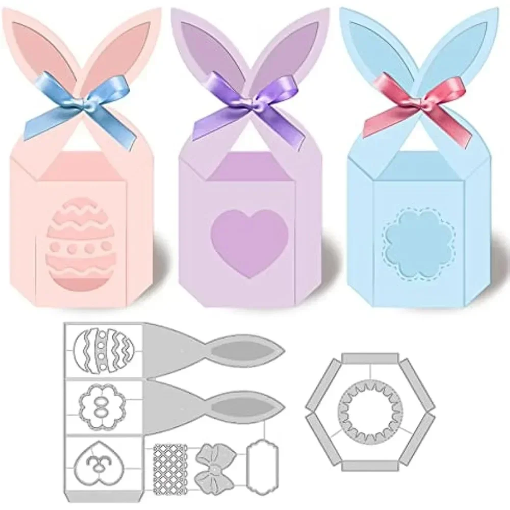 

13pcs 3D Easter Bunny Box Cutting Dies Lovely Rabbit Box Carbon Steel Die Cuts for DIY Crafting Embossing Stencil Template