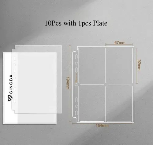 SINGBA 10pcs Clear Sheets Sleeve Acid free-No CPP loose-leaf Pages for A5/A4 Binder 4/ 9grid Pocket 3inch Photocard Protector - Image 20