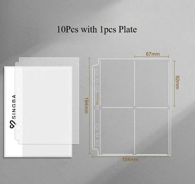 SINGBA 10pcs Clear Sheets Sleeve Acid free-No CPP loose-leaf Pages for A5/A4 Binder 4/ 9grid Pocket 3inch Photocard Protector - Image 20