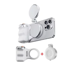 TELESIN Magnetic Phone Camera Grip with Remote Control Handle (Hand Grip Fill light)