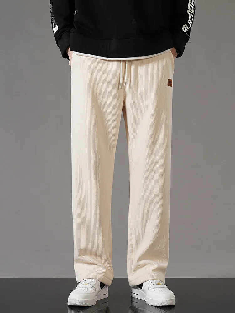 Winter Thick Warm Corduroy Sweatpants Men Fleece Liner Drawstring Straight  Loose Track Pants Male Casual Fleece Thermal Trousers - AliExpress ...