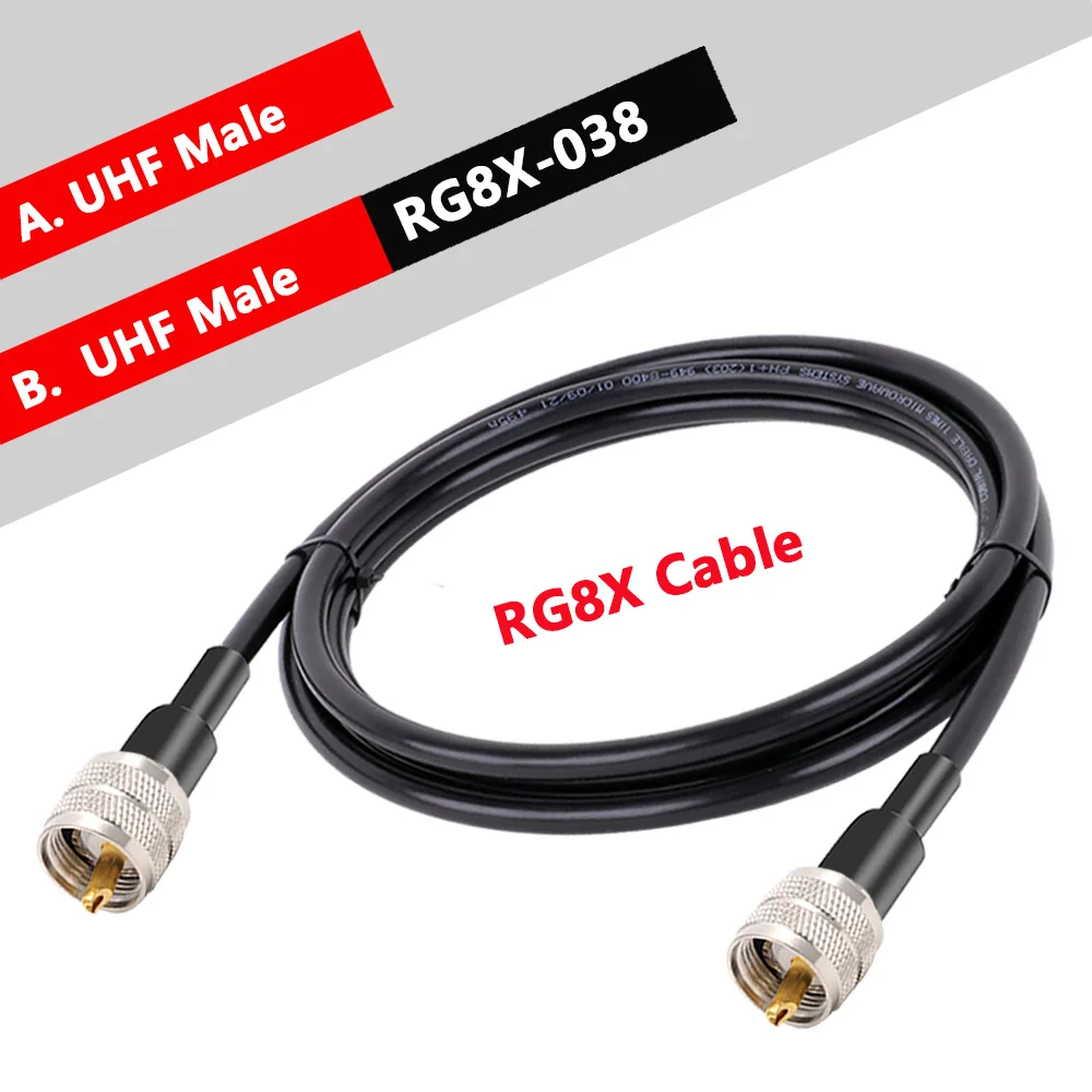 Ham Radio Coax RG8X Coaxial Cable 50ft With UHF PL259 Connectors 4-Pack Adapters For CB Ham Radio SWR Meter Vhf Radio Marine
