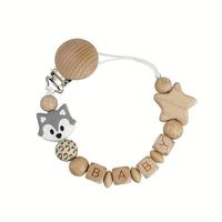 Clips de sucette en bois pour bébé, porte-mamelon factice, chaîne en Silicone, ours Koala, sucettes d'animaux, jouets de dentition 4