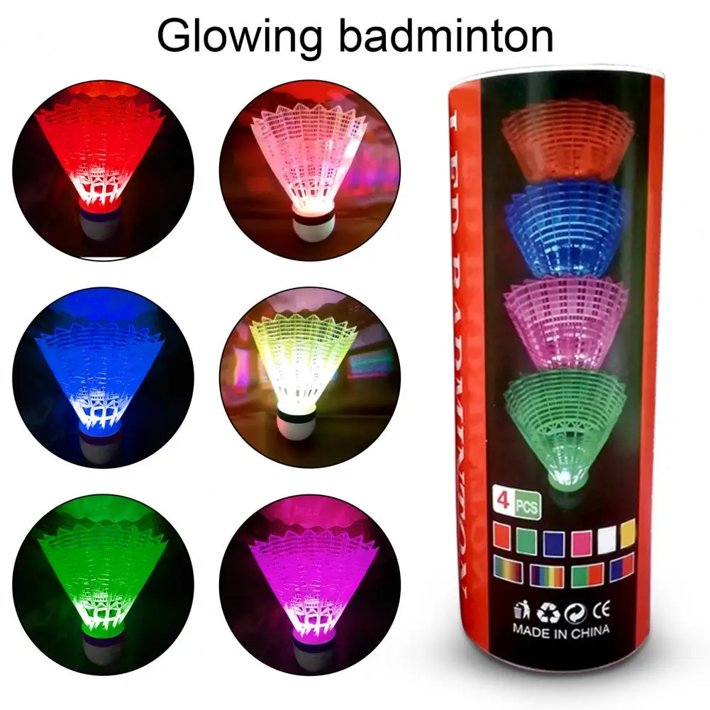 4Pcs/Set Bright Color Portable Stable Flying LED Lighting Birdies Shuttlecock for Outdoor badminton shuttlecock feather shuttlecock