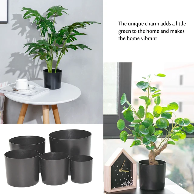 Pots de plantes en plastique avec soucoupes, ensemble d'intérieur, 1  jardinière en plastique moderne avec trou pour les plantes # t2p -  AliExpress