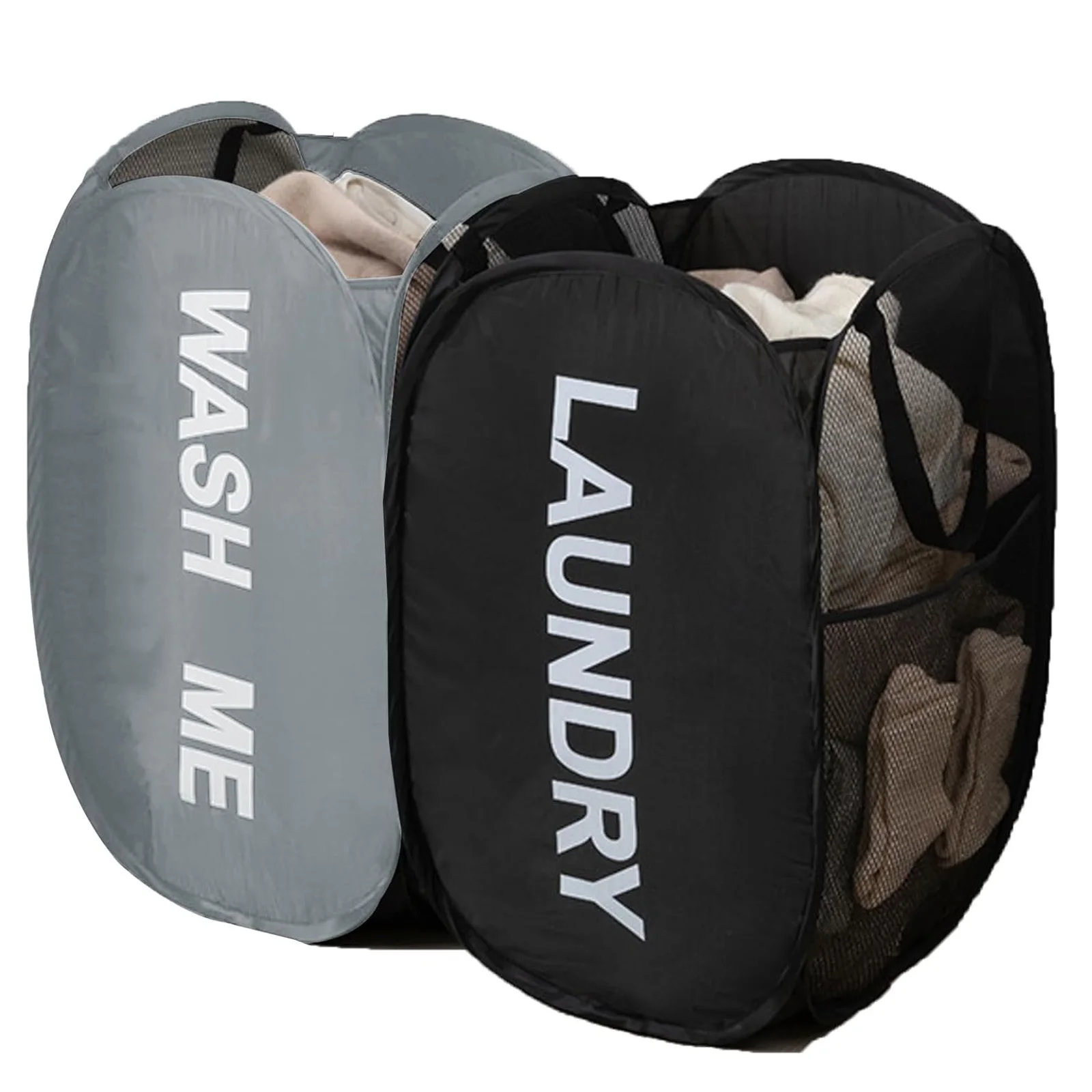 Compact Foldable Mesh Laundry Basket - Space-Saving Portable Dirty Clothes Organizer