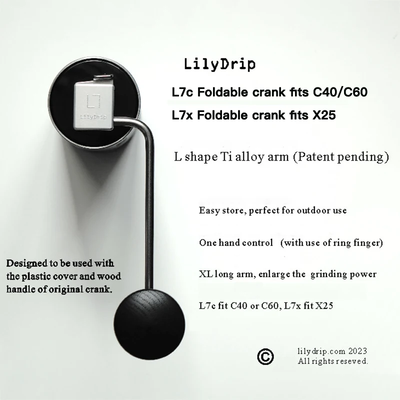 LilyDrip Foldable crank L7c fits C40/C60 , L7x fits X25 , Ti alloy  
