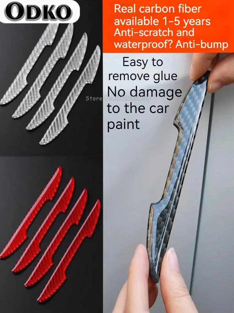 Car Door Edge Anti-collision Protector Bar Stickers Carbon Fiber Protective Tape Body Anti-scratch Stick Decorative 4PCS