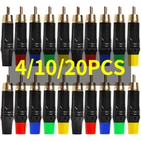 4/10/20pcs Gold RCA Phono Plugs - Coaxial AV Audio Video Solder Connector for Speaker PC 1