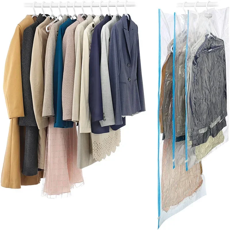 

Hanging Space Saver Bags Vacuum Storage Bags for Clothes, Vacuum Seal Storage Bag Clear Bags for Suits Jackets,Closet Organizer