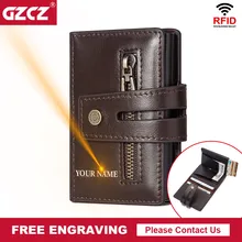 

Cowhide Pop Up Wallet Bussiness RFID Blocking Credit Card Holder Slim Minimalist Men Genuine Leather Aluminum CreditCard Case