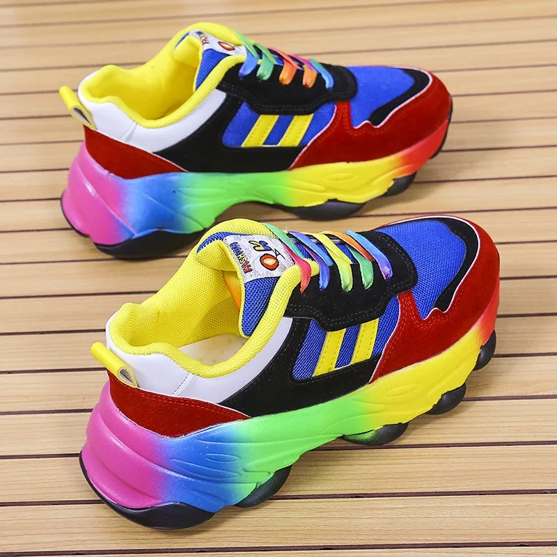 Customizable Women's Colorful Platform Sneakers – Fashionable, Comfortable, Breathable