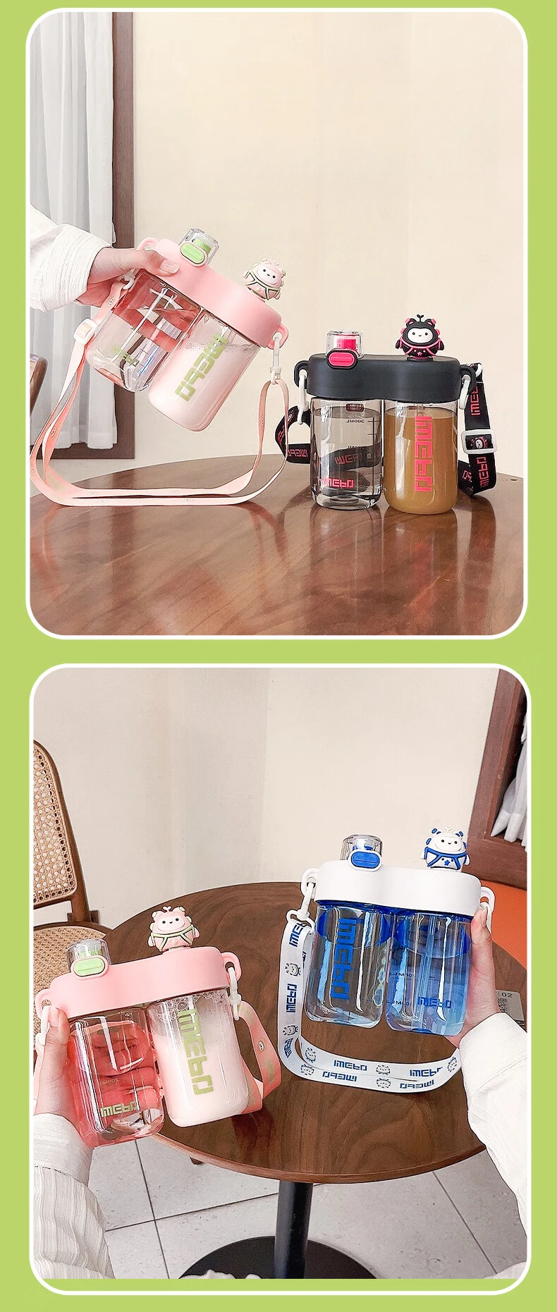 840Ml Plastic Cup For Kids Cute Cartoon Doll Sippy Cup