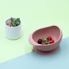 

BPA Free Baby Silicone Sucker Bowl Children Training Dishes Bowl Non-Slip Solid Baby Tableware Kid Learning Plate Fork Spoon Set