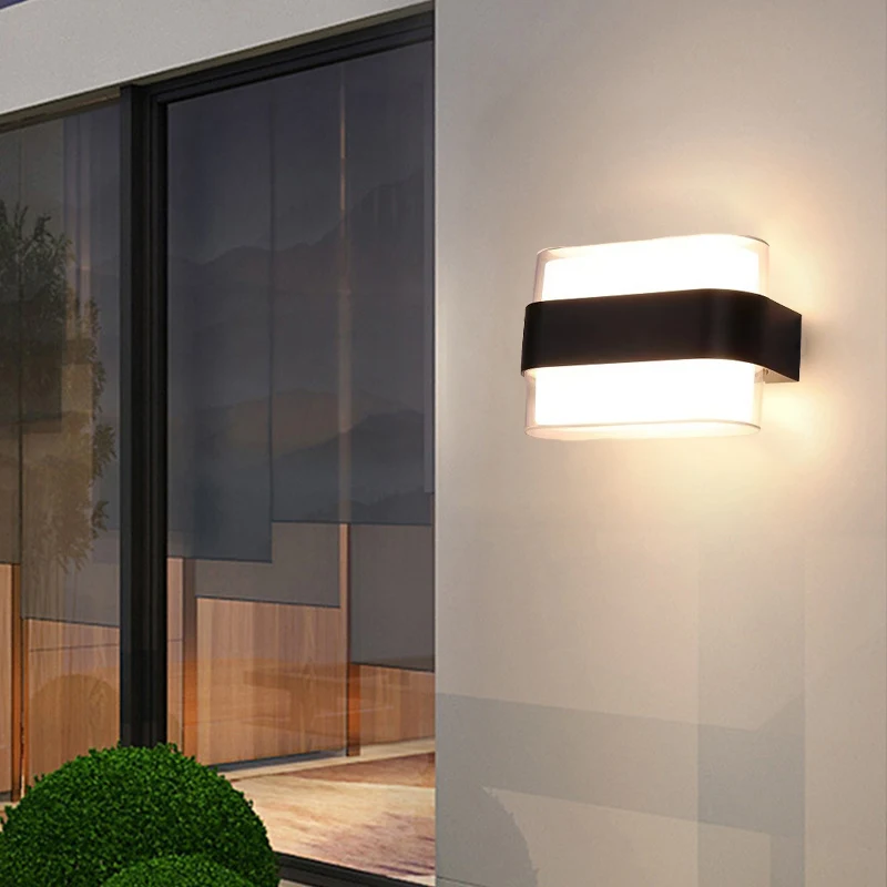 Outdoor LED Double Head Wall Lamp Waterproof Acrylic Square Wall Lamp Stair Aisle Simple Waterproof