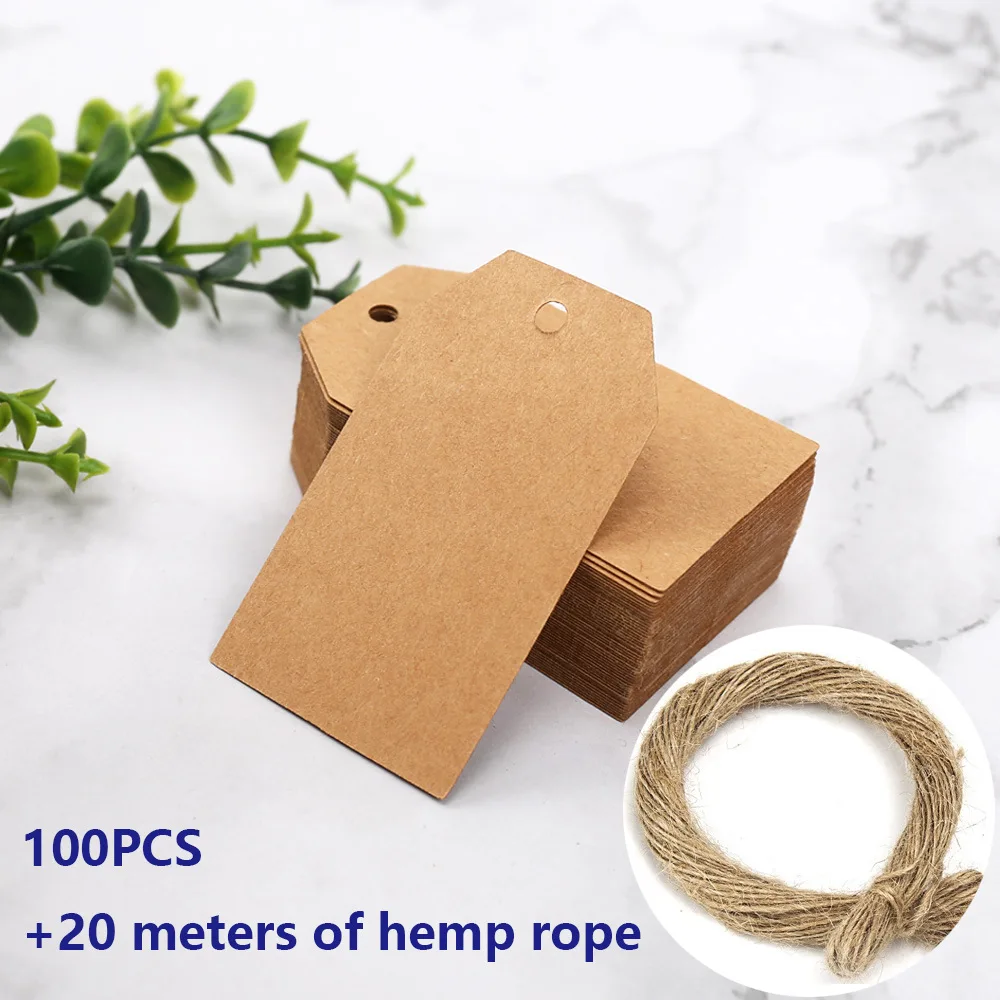 Kraft paper tags price label stickers Small Gift Price Tag 100pcs for Wedding Birthday Party Jewelry