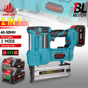 2in1 Brushless Electric Nail Gun 2Gear F15-F50 K410-K4 Nailer Cordless Stapler Framing Nailer Tacker Power Tool For 18V Battery