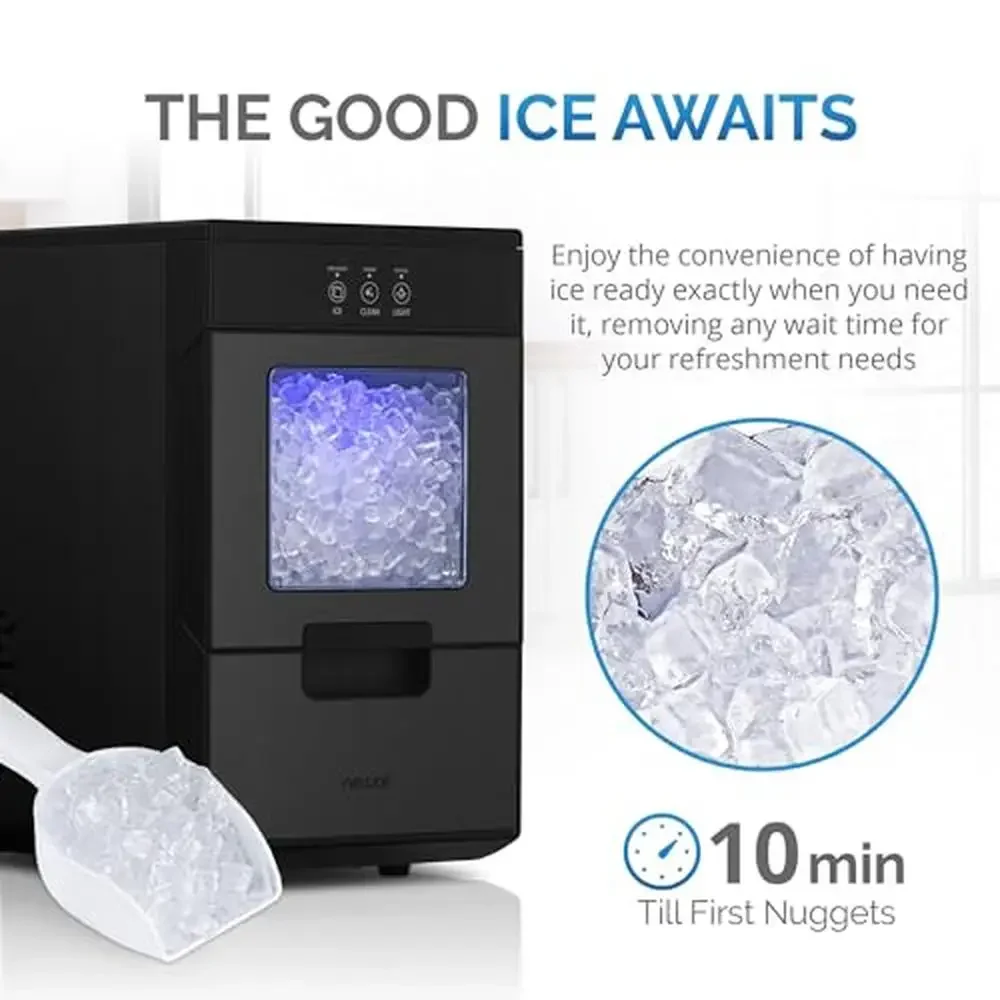Countertop Nugget Ice Maker 44lb/Day Self-Cleaning Portable Ice Machine Refillable Water Tank LED Light Sonic Ice Newair 4
