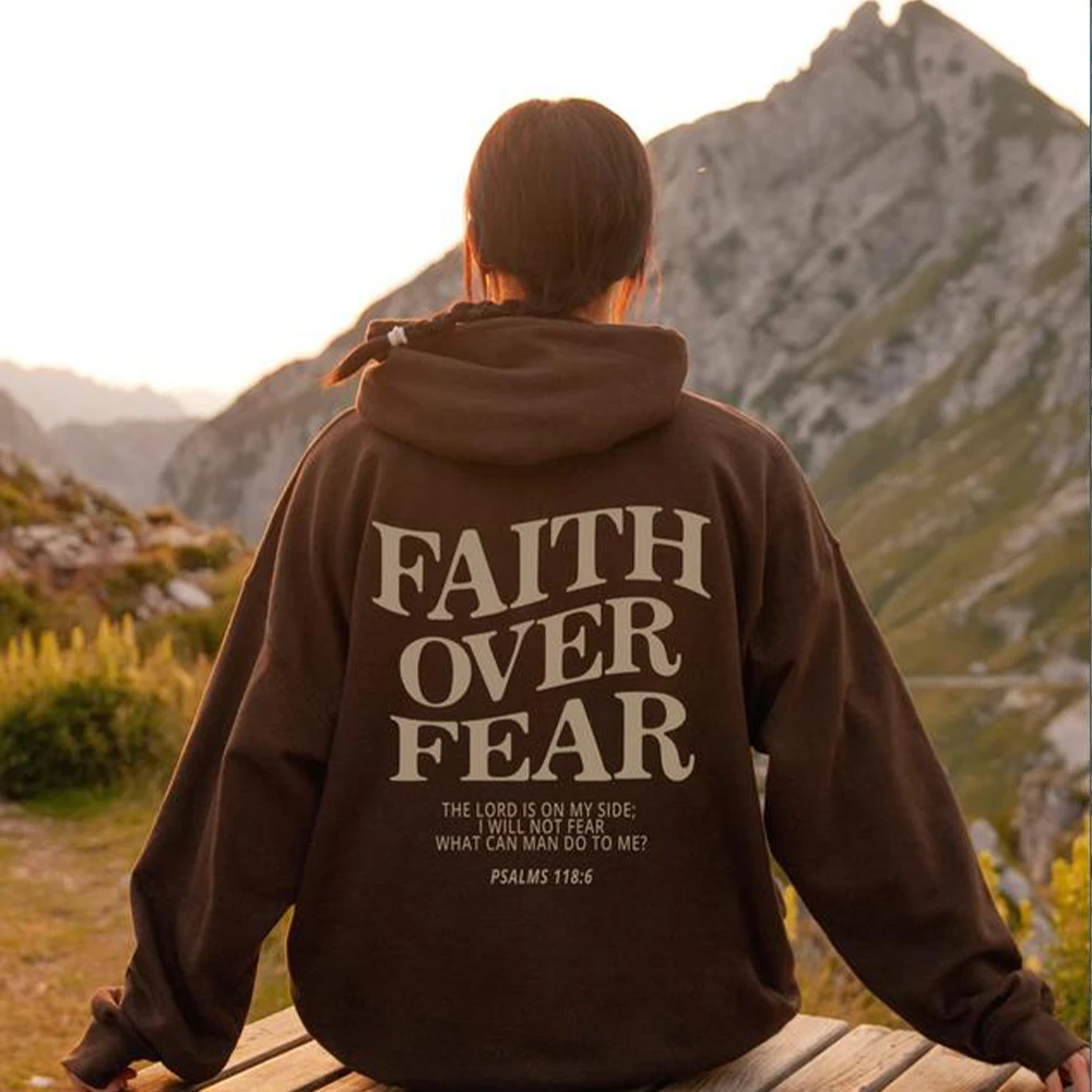 Faith Over Fear Christian Hoodie Christian Sweatshirt Jesus Hoodie Trendy Hoodie Bible Verse Shirt Unisex Aesthetic Clothes 3