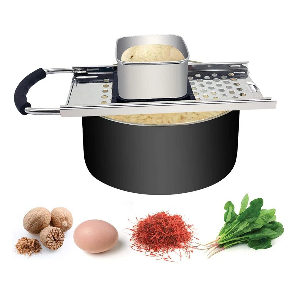 Stainless Steel Spaetzle Maker with Comfort Rubber Grip Handle for Dumpling Noodle