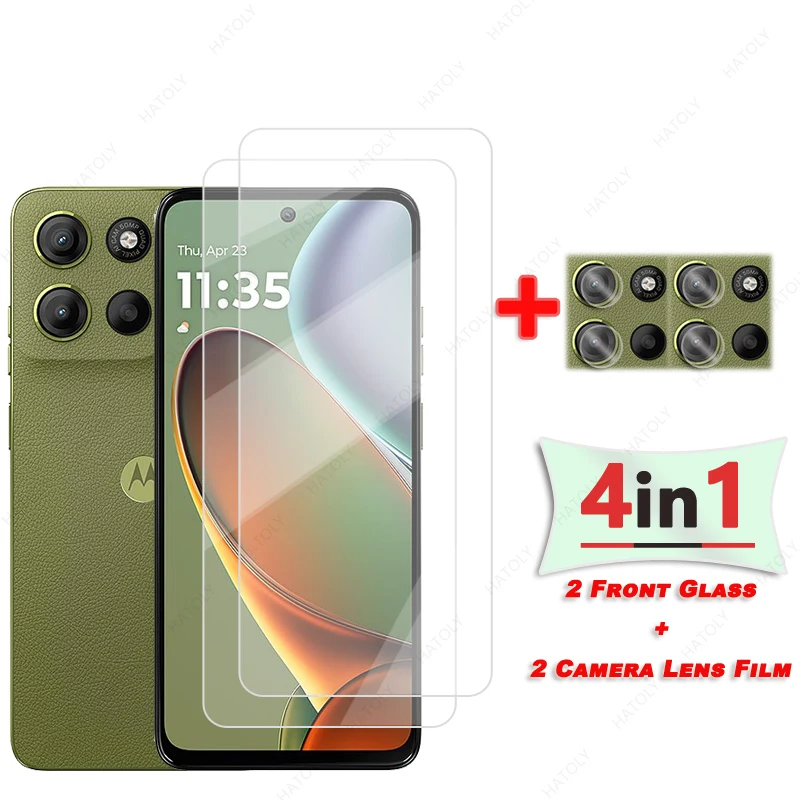 HD Clear Protective Film and Tempered Glass Screen Protector with Camera Lens Protection