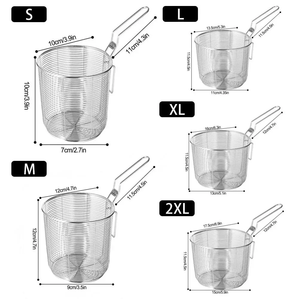 Stainless Steel Deep Frying Basket with Handle for French Fries