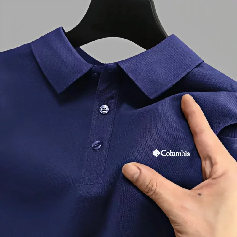 Men's short sleeved polo shirt high-end brand embroidered top 2026 summer new solid color comfortable and casual lapel T-shirt S544682aac63f46099cb3df11f3dafb12U