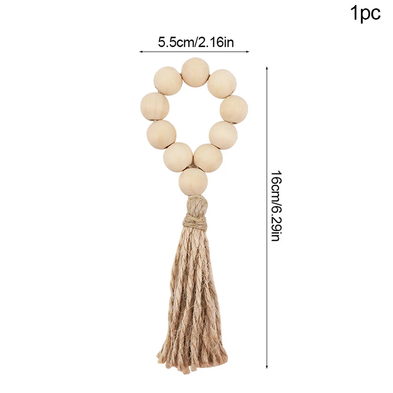 1/12 adet ahşap boncuklar peçete halkaları püsküller ile Boho rustik düğün parti masa peçete tutucu tokaları noel ev dekorasyonu
