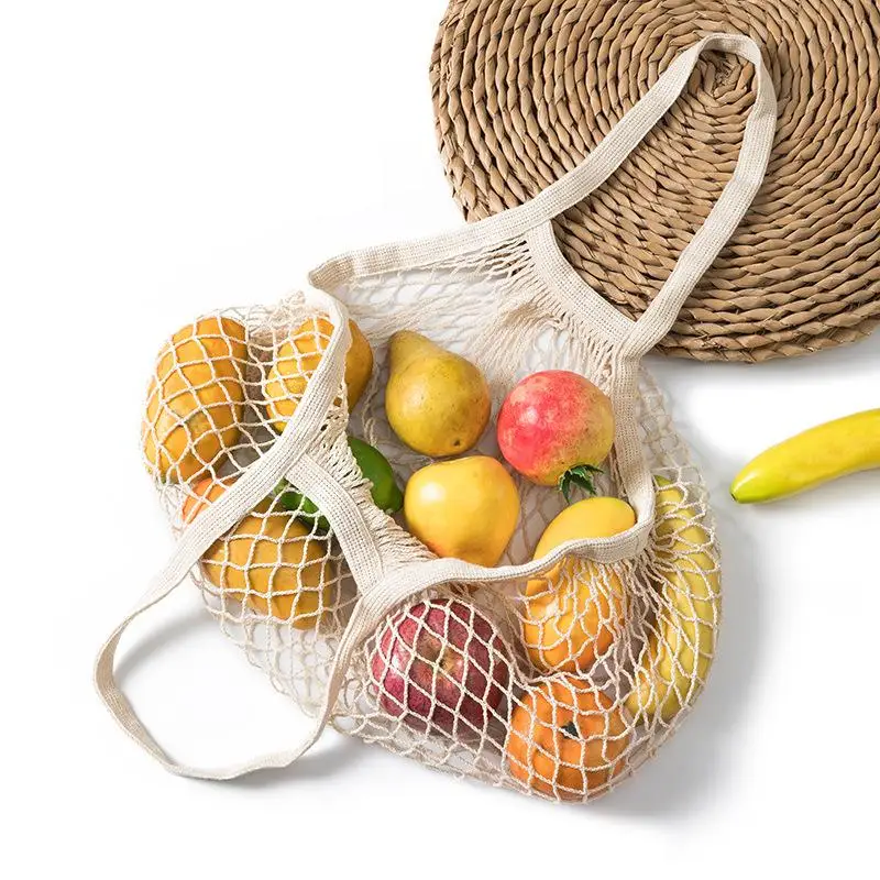 Portable Net Bag Shopping Mesh Bags For Fruit Vegetable Washable Storage Eco-Friendly Handbag Cotton Foldable Bag For Shopping