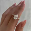 Hot Selling Gold Plated Stainless Steel Rings For Women water drop Zircon Wedding Ring Jewelry Accessories Wholesale Size 6-11