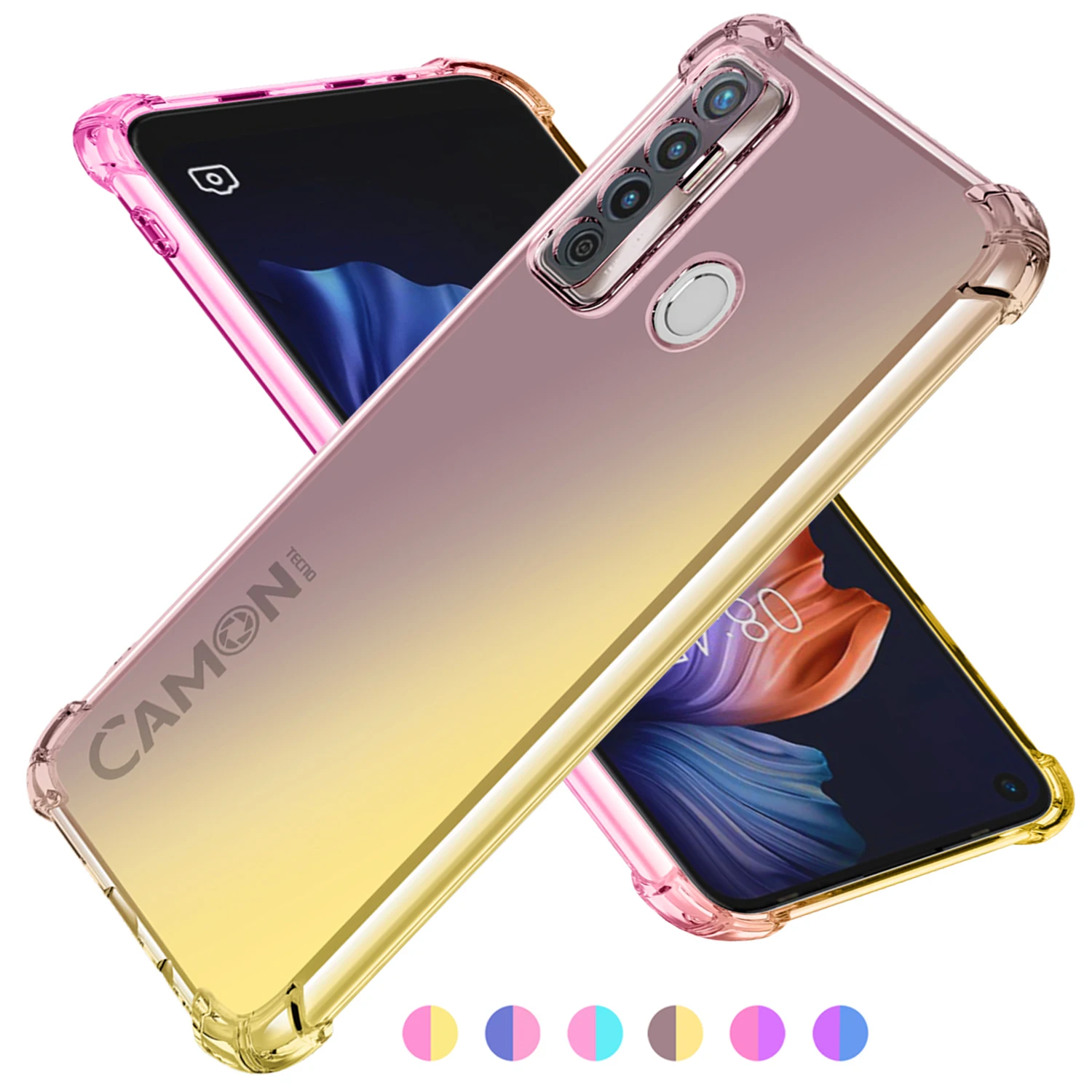 Per Tecno Camon 17 Pro Phone Case,Hybrid Gradient Anti Scratch Flessibile Tpu Bumper Cover Flessibile Tecno Camon 17 P 16 Pro 15 Air