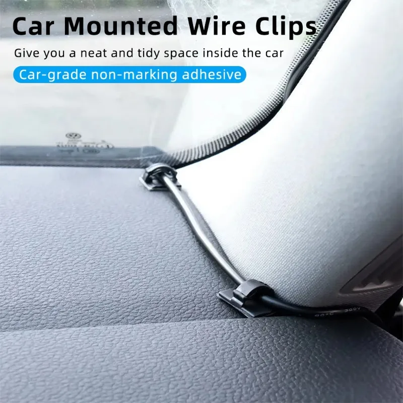 30-Pack Self-Adhesive Cable Clips - Multi-Size Cord Organizer for Desktop Wire Management, USB/Charging Data Line Holder (Black)