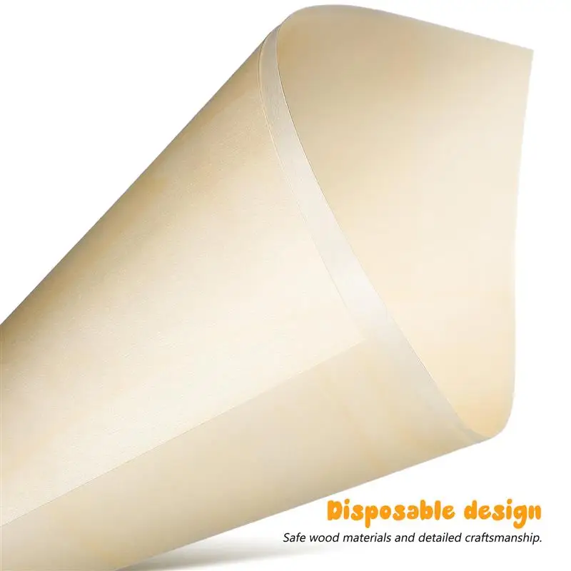 100Pcs Disposable Wood Tasting Cones Small Dessert Cones Paper For Food Cone Packaging Container Wood Plate For Home