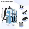 White-Blue Style Messi No.10 For Girls Boys Large Capacity Student Backpack Lightweight waterproof Backpack 15inch 4