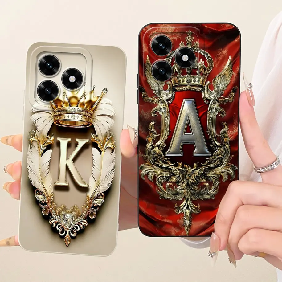 Retro Crown Letters Soft Silicone Lens Protective Phone Case Cover
