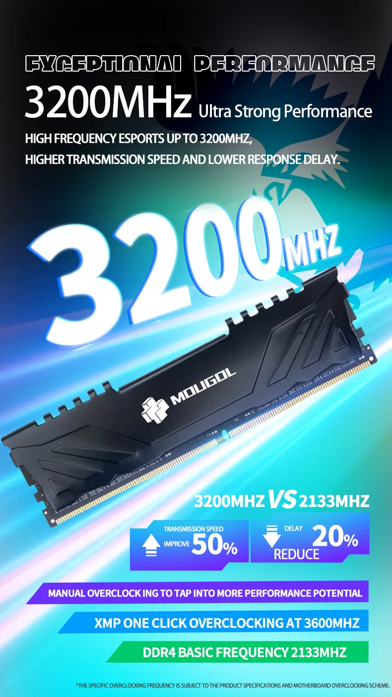 Description Picture 4 of itemMOUGOL RAM DDR4 8GB 3200MHz 288Pin Memory 1.35V RAMs Dual Channel Desktop Components Original Ram White