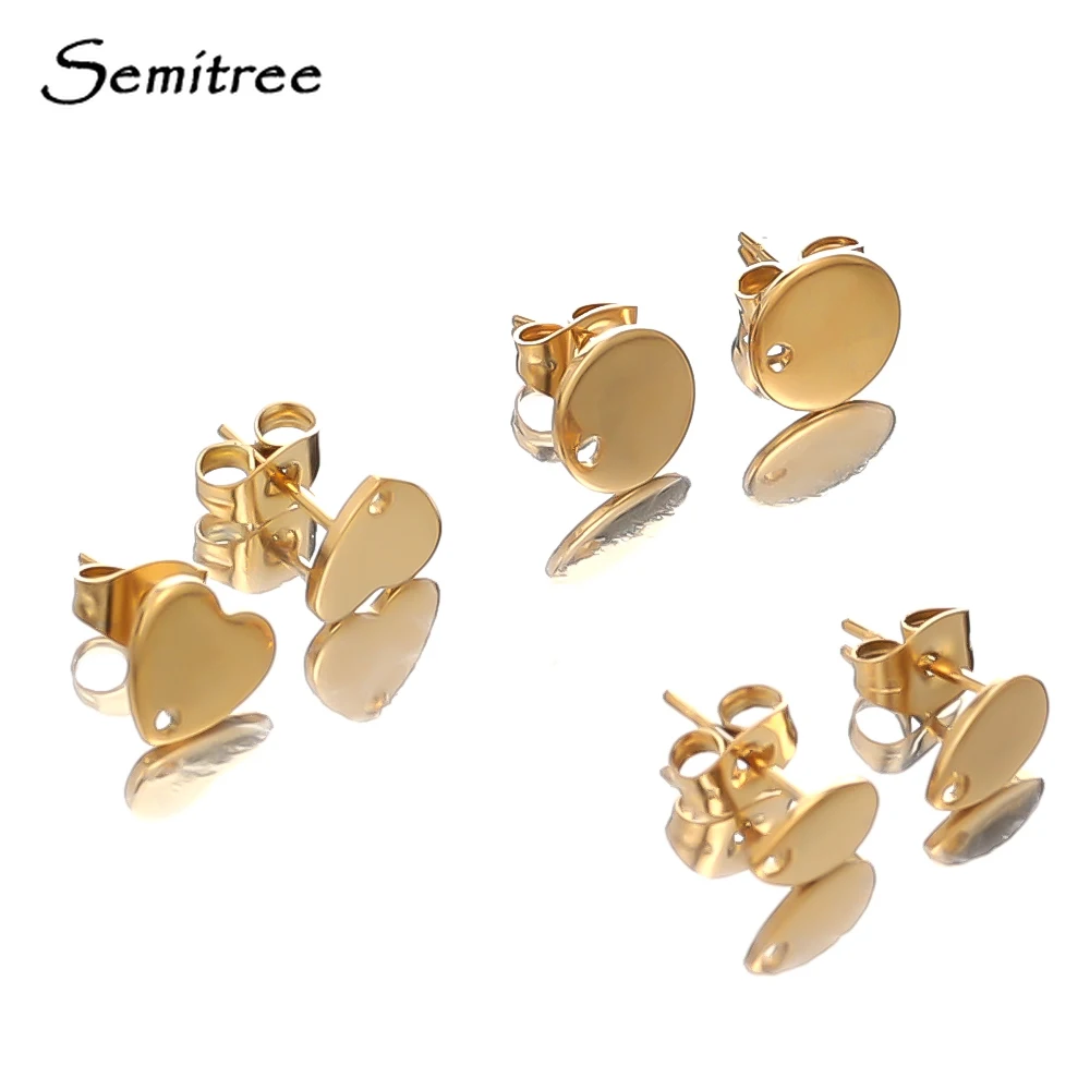 10 Stück Goldfarbene Edelstahl 8mm Herz-Ohrstecker DIY Ohrring-Zubehör Schmuckherstellung Anhänger-Accessoires Bastelkomponenten