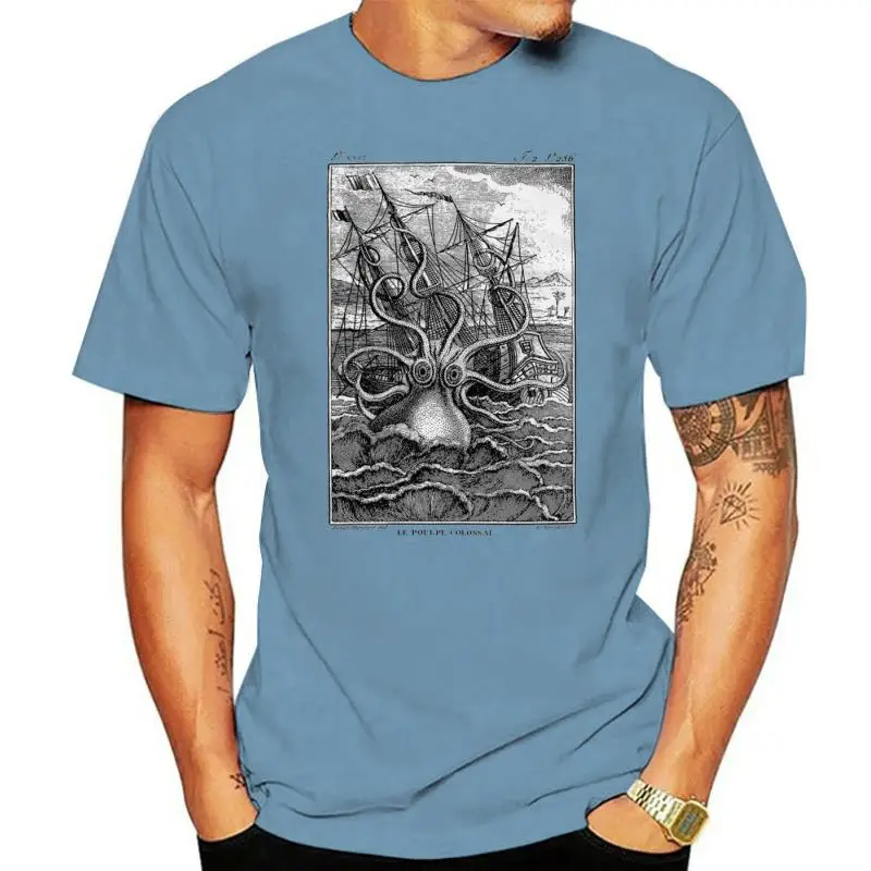 Kraken Shirt Octopus Squid Mens T-Shirt Tentacolo Pirate Ship Graphic Tee Kraken Tshirt Mens Graphic Tee Screen Print T Shirt Da Uomo