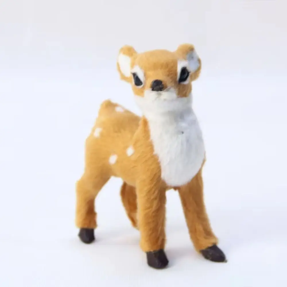 Cute Artificial Fur PVC Imitation Sika Deer Grey Brown Mini Style Fairy Garden Miniatures Artificial Deer Reindeer Home Decor