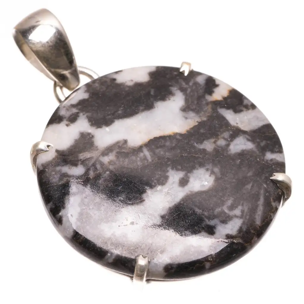 

StarGems Pinolith Jasper Handmade Indian 925 Sterling Silver Pendant 1 1/2" S0957