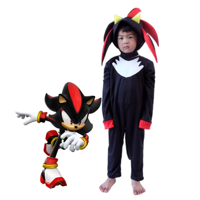 Boys Sonic Shadow The Hedgehog Costume Kids Child Cosplay Party Jumpsuit  Outfit