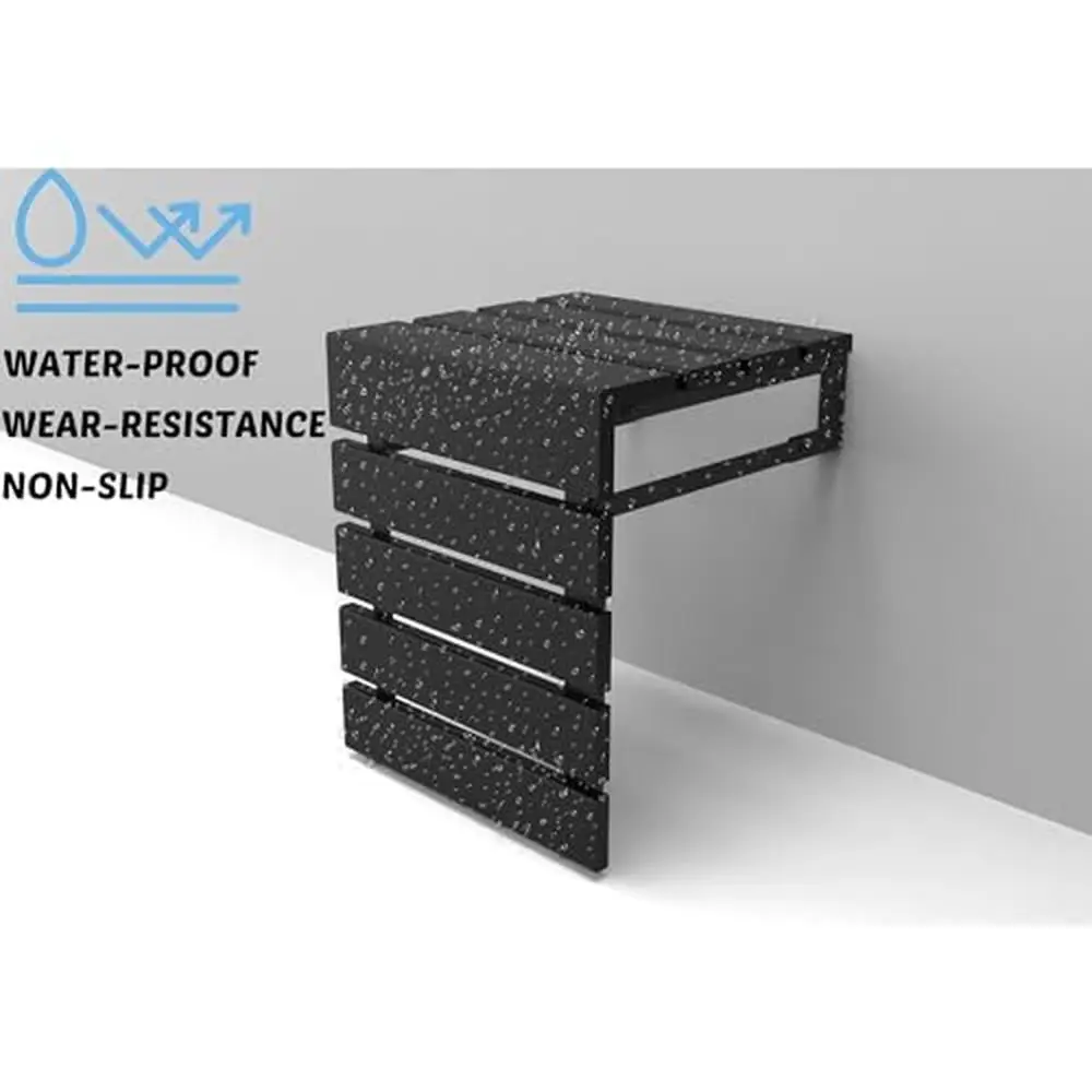 Teak Wood Folding Wall Mounted Shower Seat Handmade Stool 440lbs Capacity Bathroom Seniors Disabled Pregnant Foldable Water 5