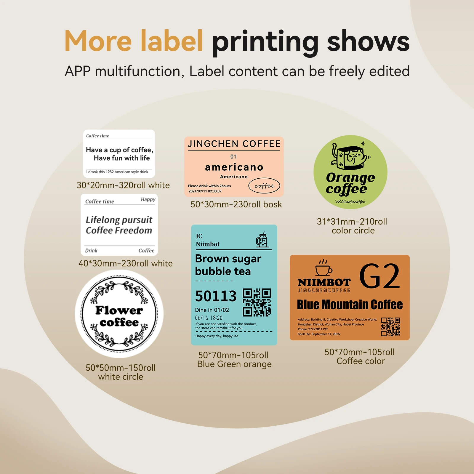 300dpi Niimbot B21PRO Thermal Label Sticker Printer 200dpi B21 with Paper Rolls 20-50mm Mini Maker for Coffee Shop Bakery Use