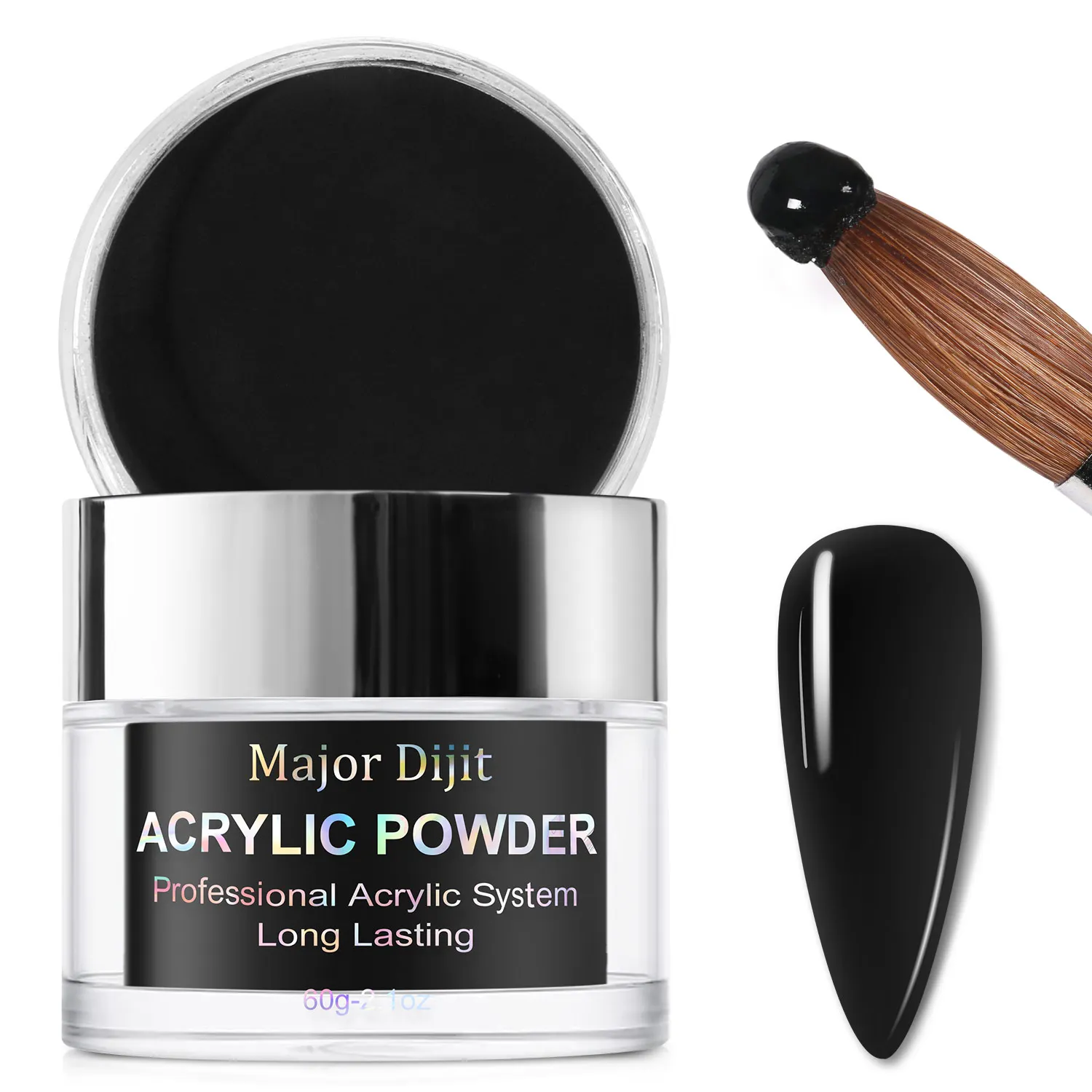 60g Black Acrylic Nail Powder Liquid Crystal Powder For Nail