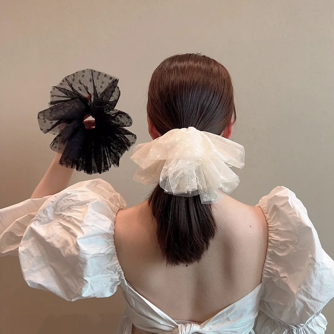 

30/13CM Oversize Scrunchies Lace Hair Ring Mesh Dot Big Hair Rope Female High Elastic Rubber Band Hair Accessories