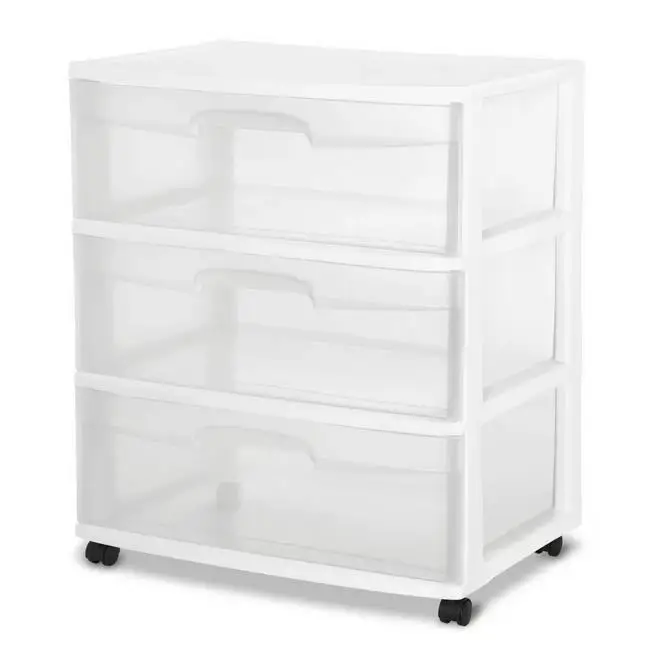 

Storage Holders & Racks Sterilite Wide 3 Drawer Cart White