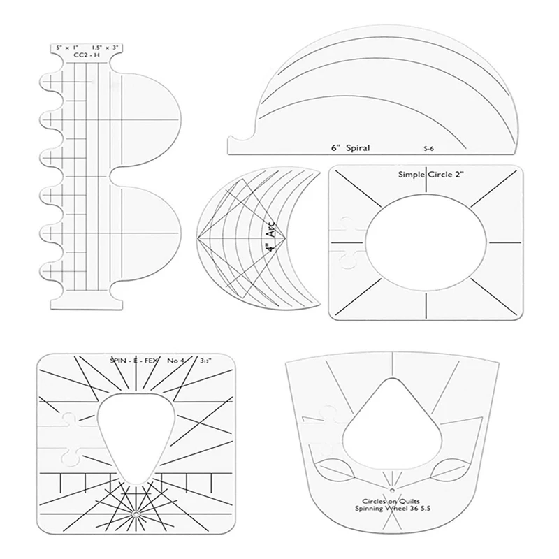 6Pcs Patchwork Ruler Quilting Tools Templates Set DIY Apparel Sewing Supplies Quilter Ruler Sewing Stencil Tool