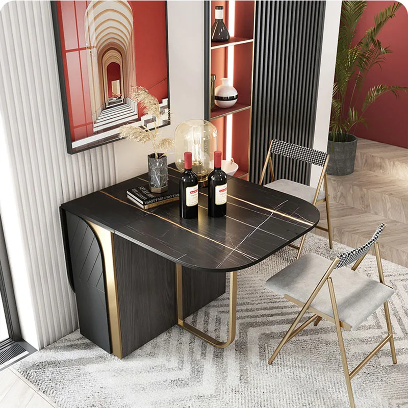 

Wheels Waterproof Modern Dining Table White Design Nordic Dining Table Mobile Rectangular Mesa Dobravel Portatil Furniture